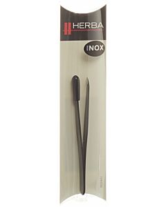 Herba Pinzette schräg Inox schwarz mit Herba-Logo