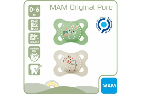 MAM Original Nuggi Pure Silikon 0-6 Monate 2 Stk