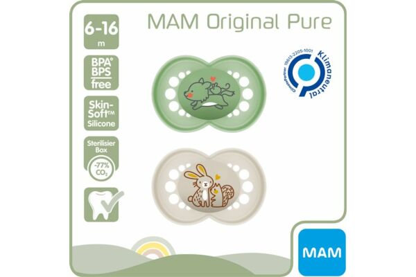 MAM Original Nuggi Pure Silikon 6-16 Monate 2 Stk