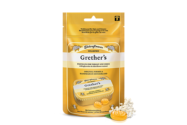 Grethers Elderflower pastilles sans sucre sach 110 g