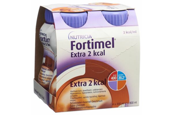 Fortimel Protein 2kcal Schokolade Karamell 4 Fl 200 ml
