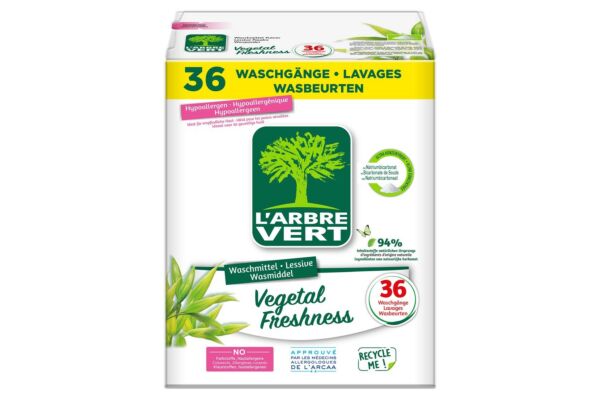 L'ARBRE VERT lessive poudre vegetal freshness 1.8 kg à petit prix