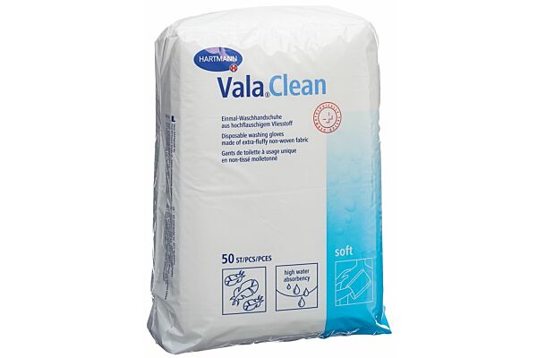 Valaclean Soft Einmal Waschhandschuh 15.5x22.5cm 50 Stk