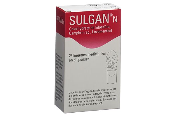 Sulgan-N lingettes médicinales en dispenseur 25 pce
