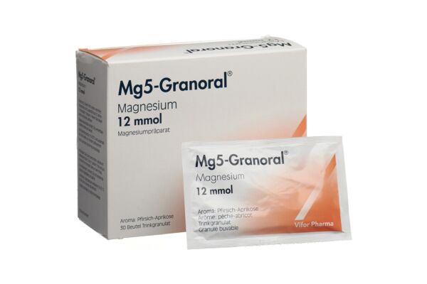 Mg5-Granoral gran 12 mmol pêche-abricot sach 30 pce