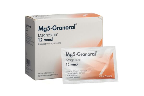 Mg5-Granoral gran 12 mmol pêche-abricot sach 30 pce