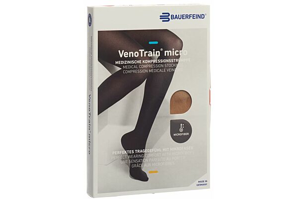 VENOTRAIN MICRO A-D CCL2 S plus/short pied ouvert caramel 1 paire
