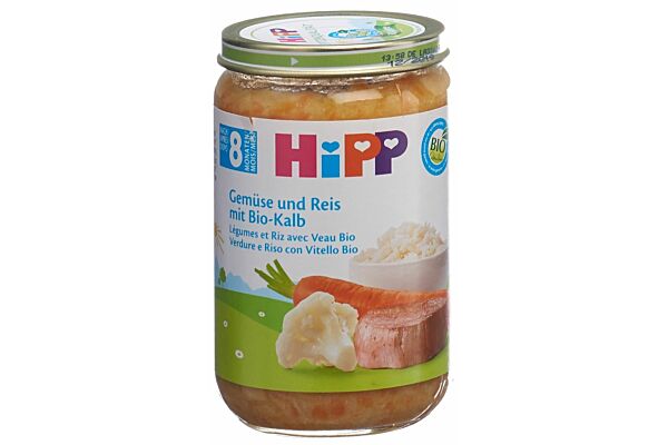 HiPP légumes et riz avec veau 8m bio verre 220 g