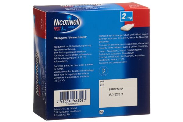 Nicotinell Gum 2 mg fruit 204 Stk