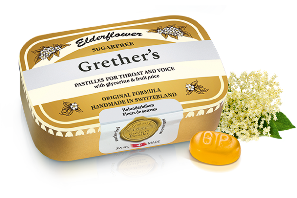 Grethers Elderflower Pastillen ohne Zucker Ds 110 g