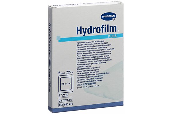 Hydrofilm PLUS pansement imperméable 5x7.2cm stérile 5 pce