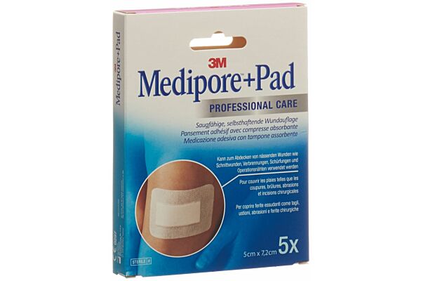 3M Medipore+Pad 5x7.2cm Wundkissen 2.8x3.8cm 5 Stk