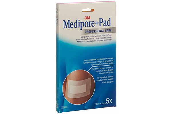 3M Medipore+Pad 10x15cm compresse 5x10.5cm 5 pce