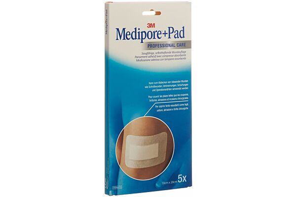 3M Medipore+Pad 10x20cm compresse 5x15.5cm 5 pce