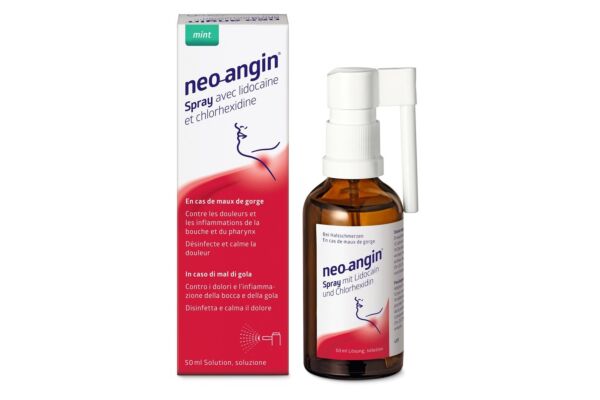 neo-angin spray avec lidocaïne et chlorhexidine 50 ml