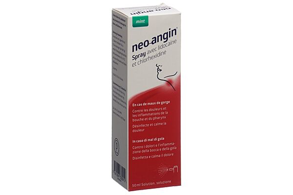 neo-angin spray avec lidocaïne et chlorhexidine 50 ml