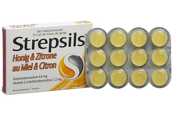 Strepsils Miel Citron 24 pastilles à sucer, maux de gorge