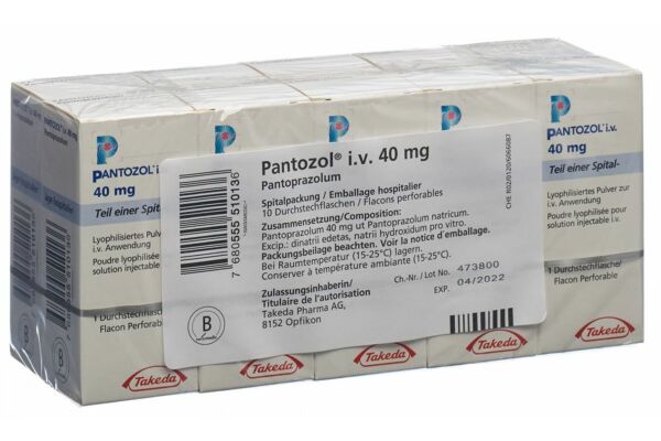 Pantozol subst sèche 40 mg i.v. flac 10 pce
