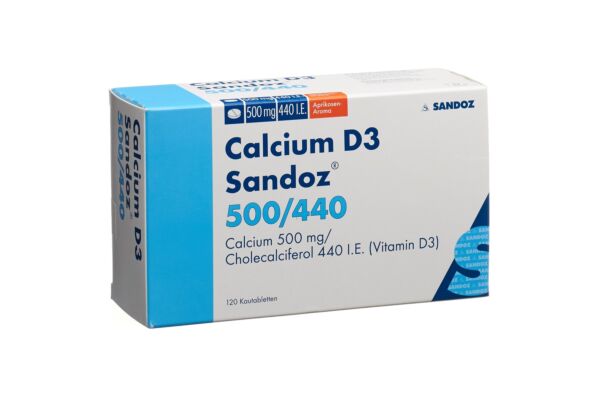 Calcium D3 Sandoz cpr croquer 500/440 abricot 120 pce