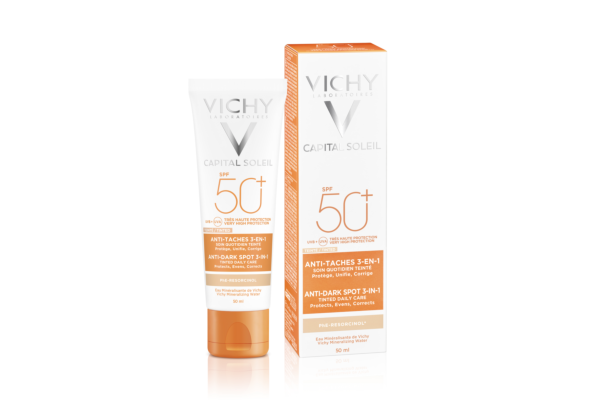 Vichy Ideal Soleil Anti-Pigment Flecken Creme 3in1 getönt LSF50+ 50 ml