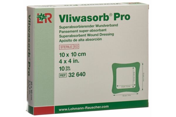 Vliwasorb Pro Superabsorbierender Wundverband 10x10cm 10 Stk