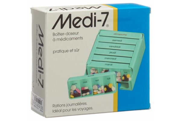 Sahag Medi-7 pilulier 7 jours 4 cases par jour turquoise français