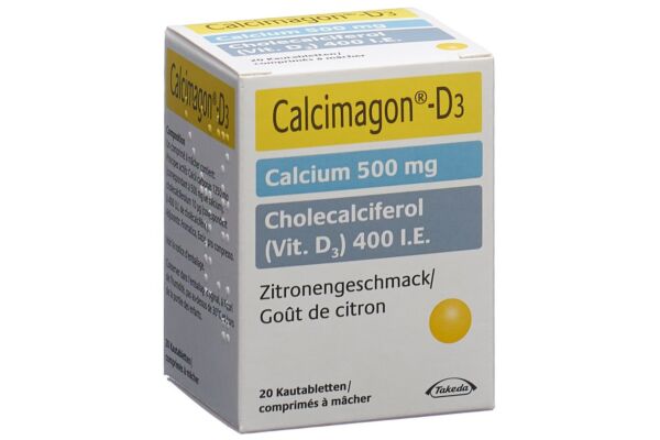 Calcimagon D3 cpr croquer 500/400 citron bte 20 pce
