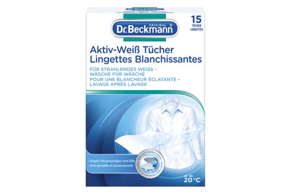 Dr Beckmann Lingettes blanchissantes 15 pce