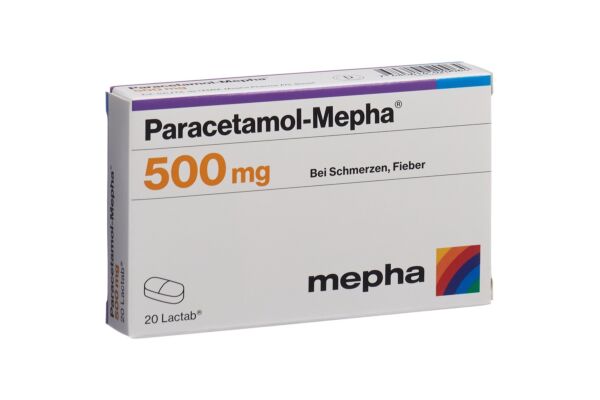 Paracetamol-Mepha cpr pell 500 mg 20 pce à petit prix