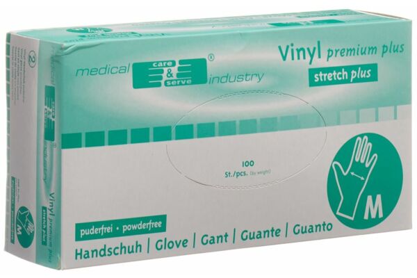 Gribi gants d'examen en vinyle M sans poudre non stériles stretch plus box 100 pce