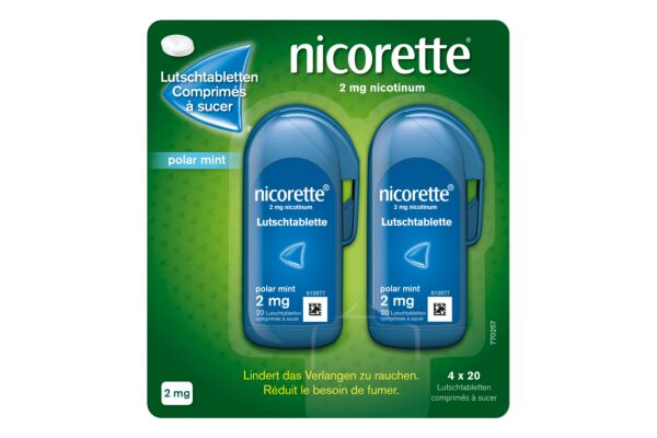 Nicorette Polar Mint cpr sucer 2 mg bte 80 pce