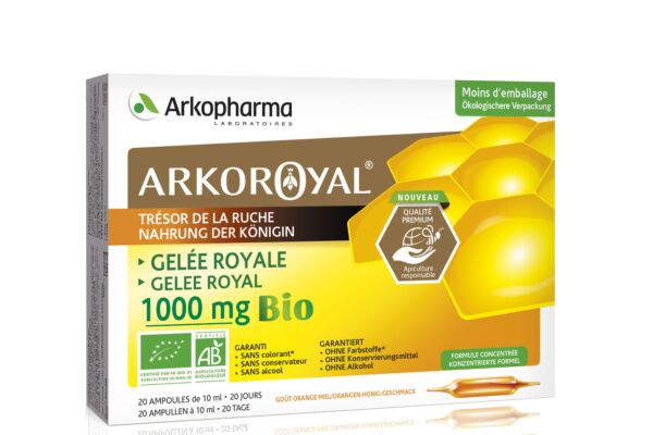 Arkoroyal gelée royale 1000 mg bio amp buv 20 pce