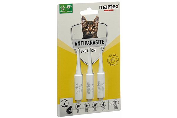 martec PET CARE spot on ANTIPARASITE pour chats 3 x 1 ml