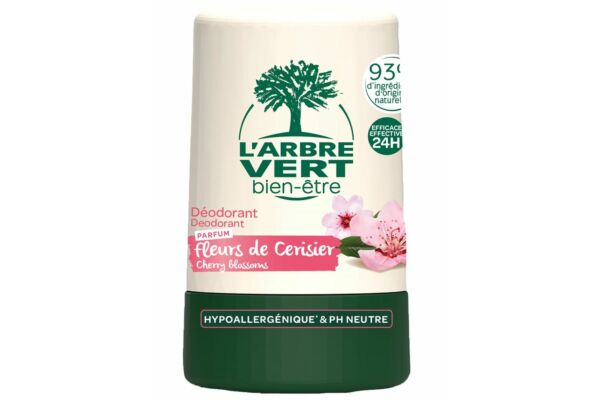 L'ARBRE VERT Déodorant écologique roll-on fleurs de cerisier & hamamélis français 50 ml