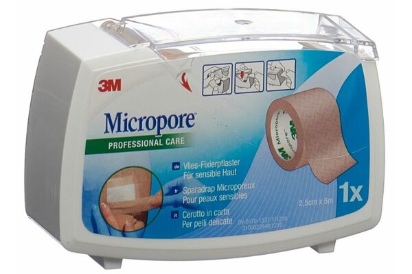 3M Micropore Vlies sparadrap avec dispenser 25mmx5m chair à petit prix