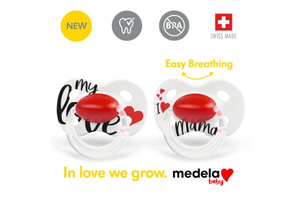 Medela Baby Sucette Original 0-6  Signature Love 2 pce