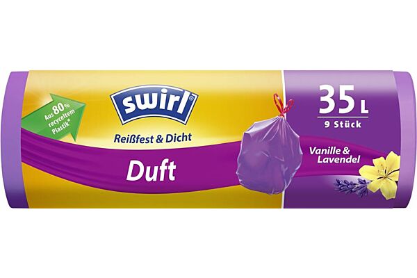 Swirl Duft-Müllbeutel 35l Lavendel-Vanille mit Zugband 9 Stk