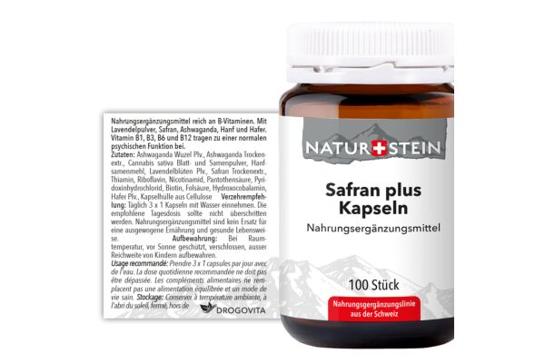 Naturstein Safran plus Kaps Glas 100 Stk