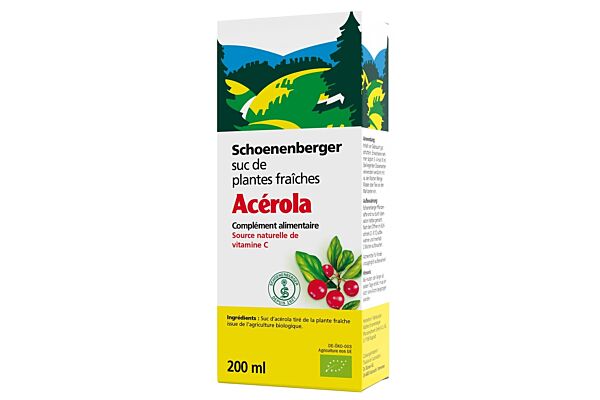 Schoenenberger Acérola suc de plantes fraîches bio fl 200 ml