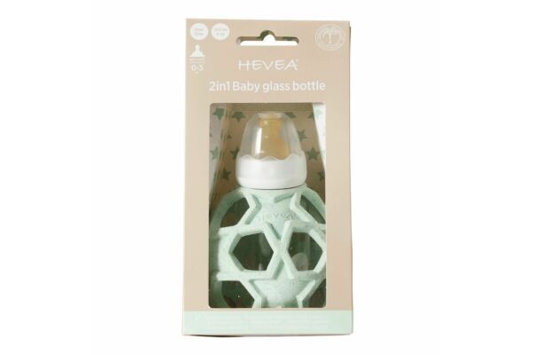 HEVEA 2in1 Baby Glass Bottle with Starball upcycled Mint