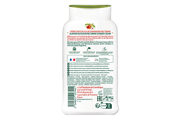 Le Petit Olivier crème douche fleur d'amandier nectarine fl 250 ml