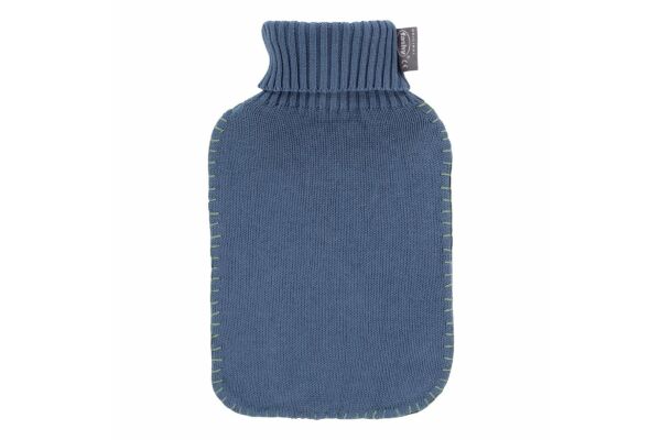 Fashy Wärmflasche 2l Rollkragen-Strickbezug blau Thermoplastik