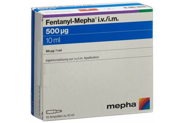 Fentanyl-Mepha Inj Lös 500 mcg/10ml i.v./i.m. 10 Amp 10 ml