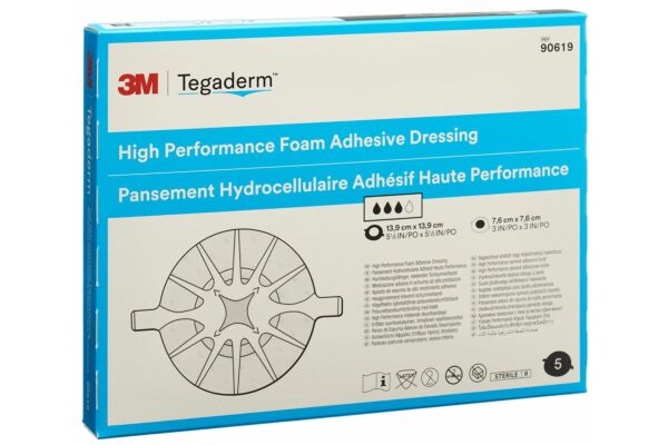 3M Tegaderm Foam HP compresse mousse 7.6x7.6cm adhésive 5 pce