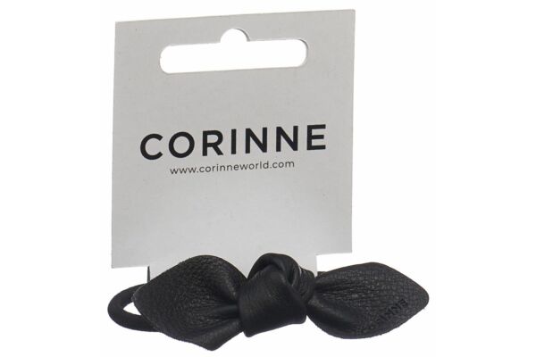 CORINNE Haargummi Leather Bow small Hair Tie black