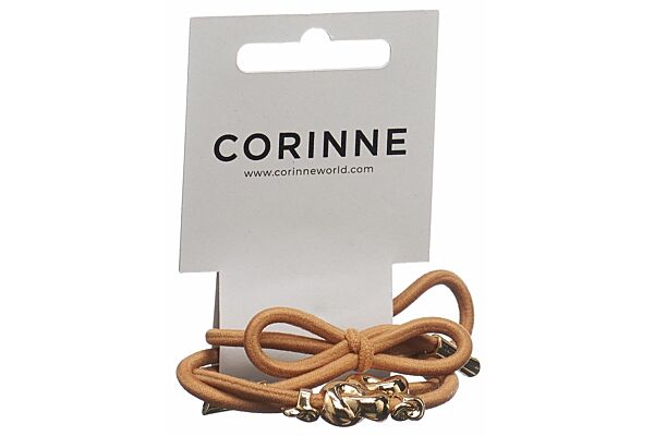 CORINNE Élastique à cheveux Hair Tie metal Details camel 3 pce