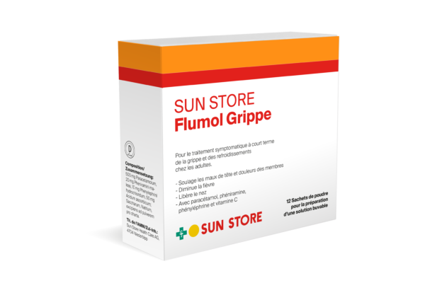 SUN STORE Flumol Grippe pdr pour la préparation d'une solution buvable sach 12 pce