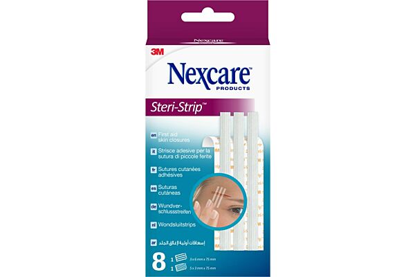 3M Nexcare Steri Strip sutures cutanées adhésives pack blanc 2 tailles mélangées 8 pce