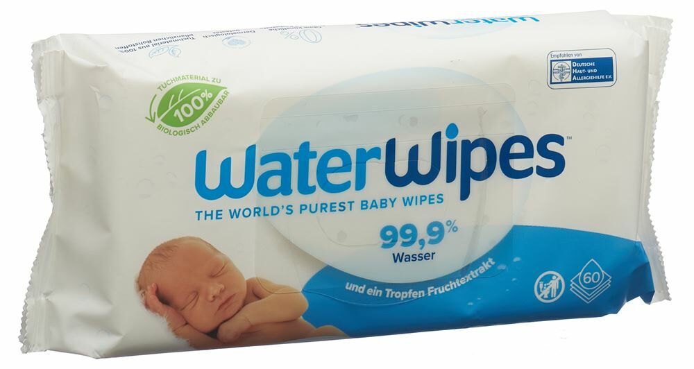WaterWipes Lingettes Humides pour Bébé pour Peau Sensible 100% d'Origine  Végétale, 540 Pièces